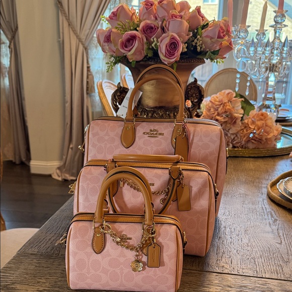 Coach Pink Signature Handbag Large Satchel Rowan Powder pink signature canvas - Picture 12 of 15